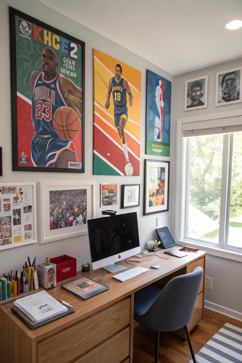 Sports art can infuse elegance and passion into your workspace.
