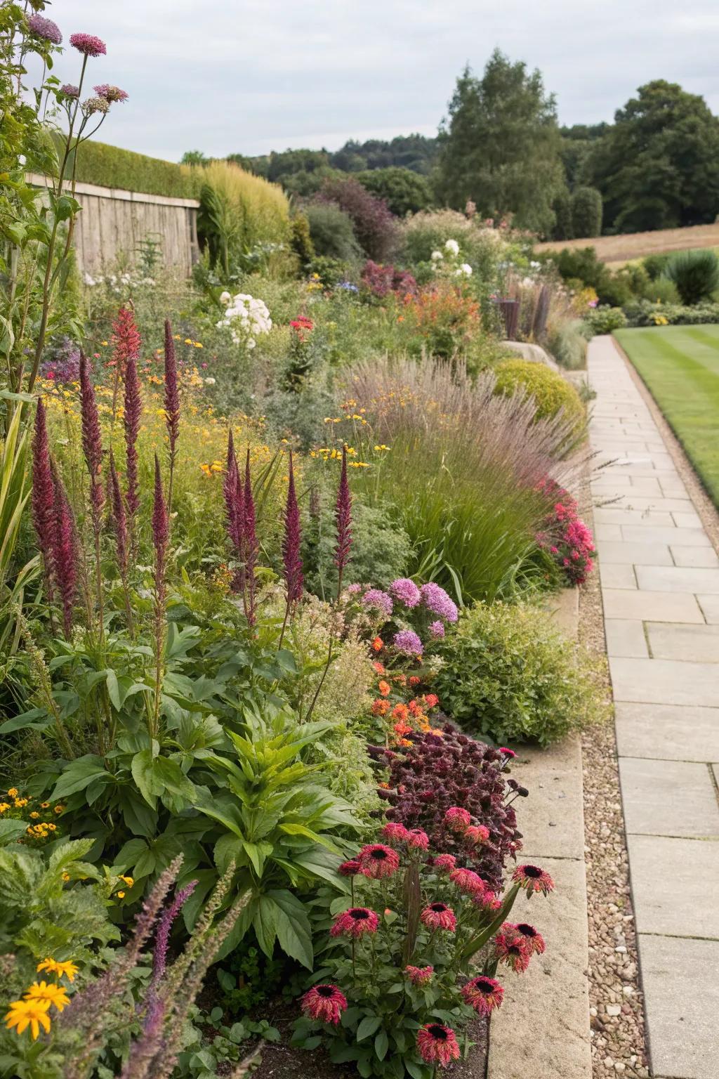 Tiered planting amplifies the depth and dimension of garden borders.