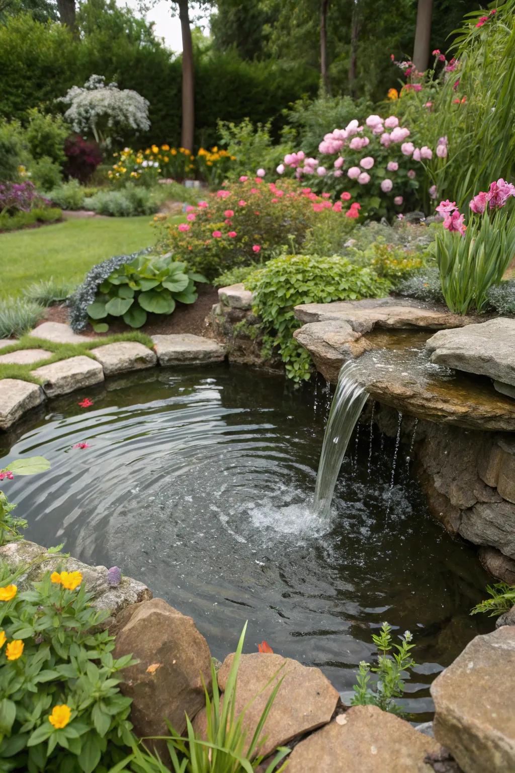 A serene water feature for a peaceful garden.