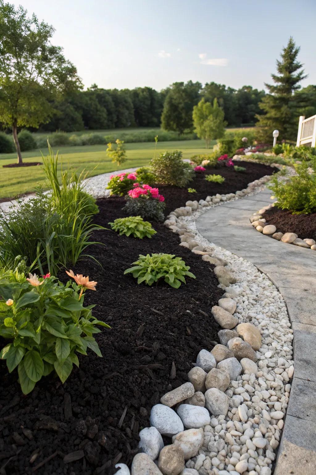 Use contrasting colors to highlight your garden’s most attractive elements.