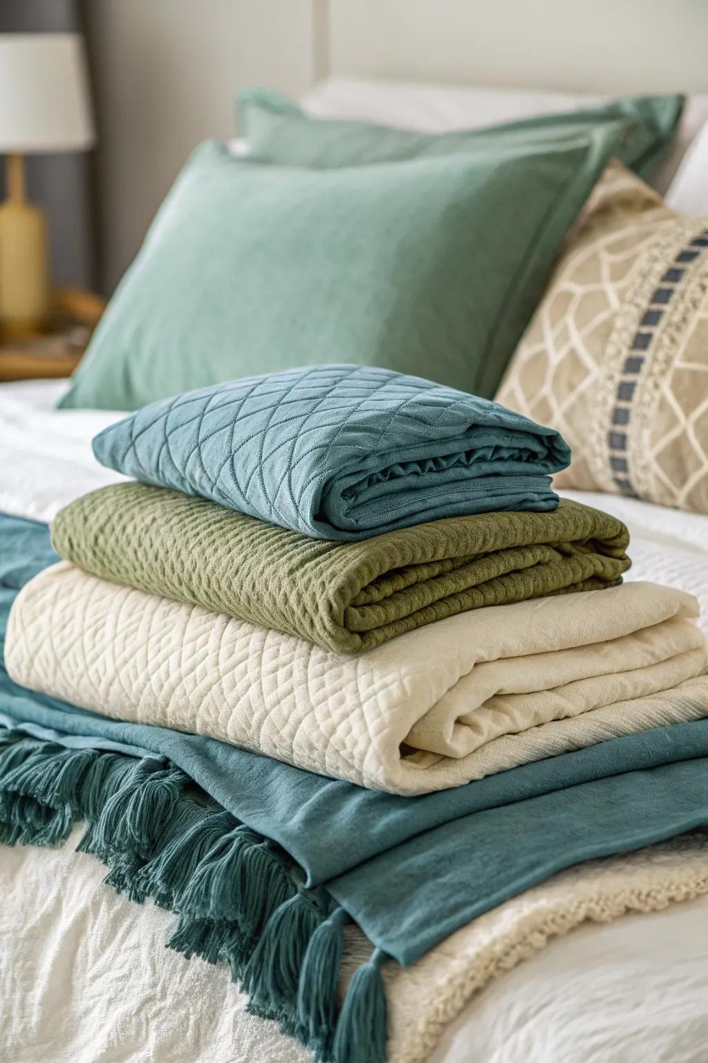 Layer bedding to add an inviting sensation.