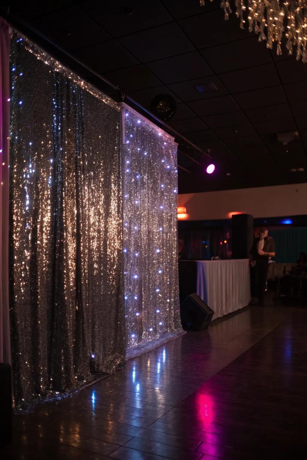 A glittering sequin backdrop that catches the light beautifully.