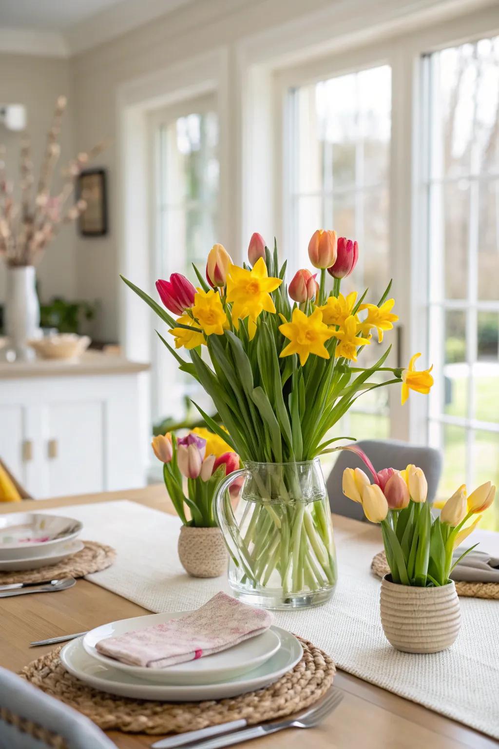 A spring-themed floral arrangement capturing the essence of the season.
