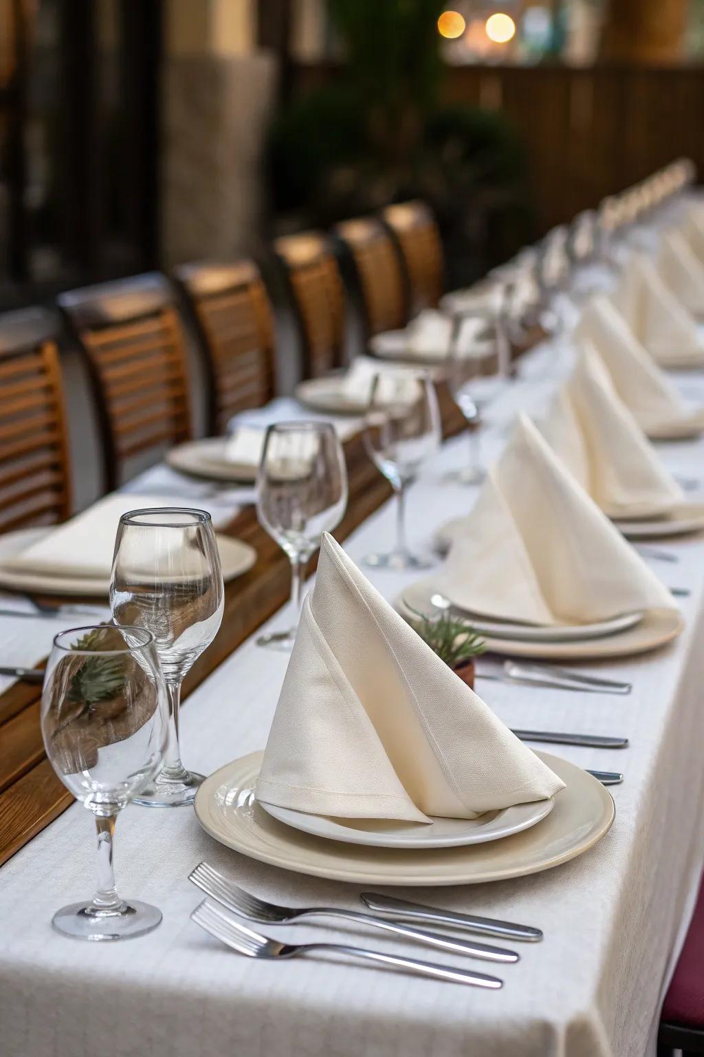 Traditional table setting with classic uniformity.