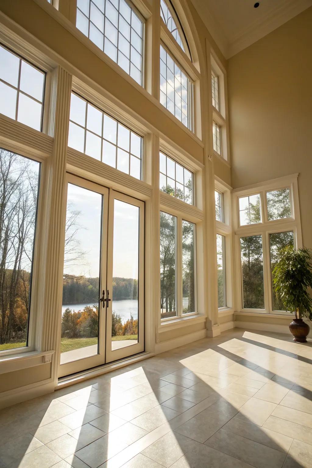 Unadorned windows displaying natural beauty and light.