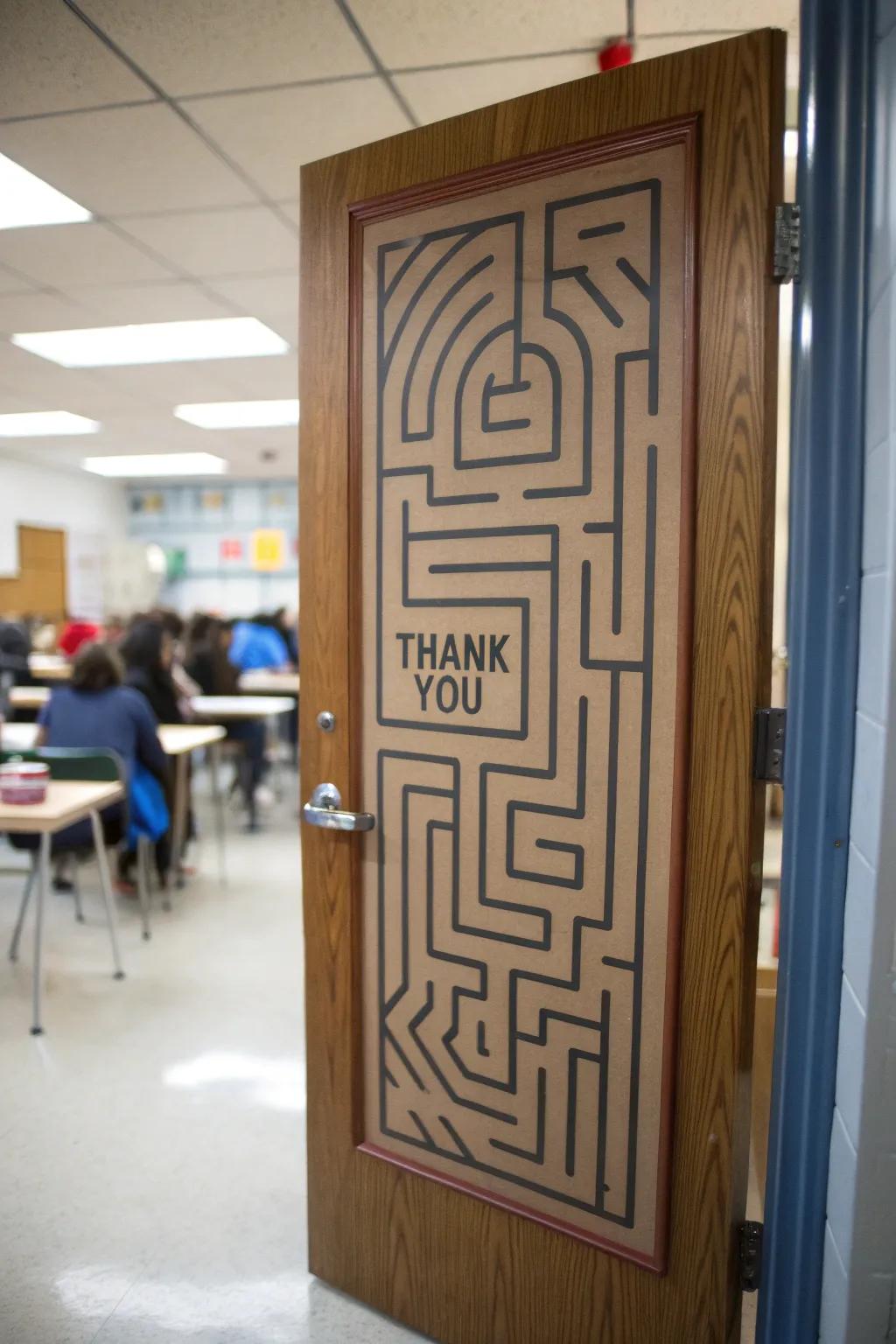 Find your way through a maze of gratitude with this innovative door design.