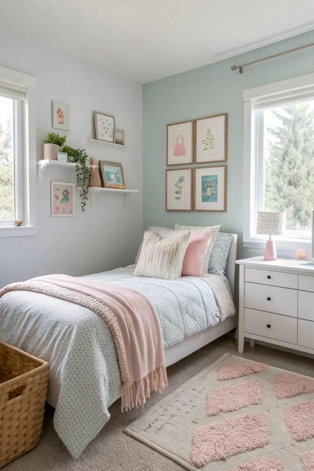 Light shades produce a spacious, airy atmosphere.