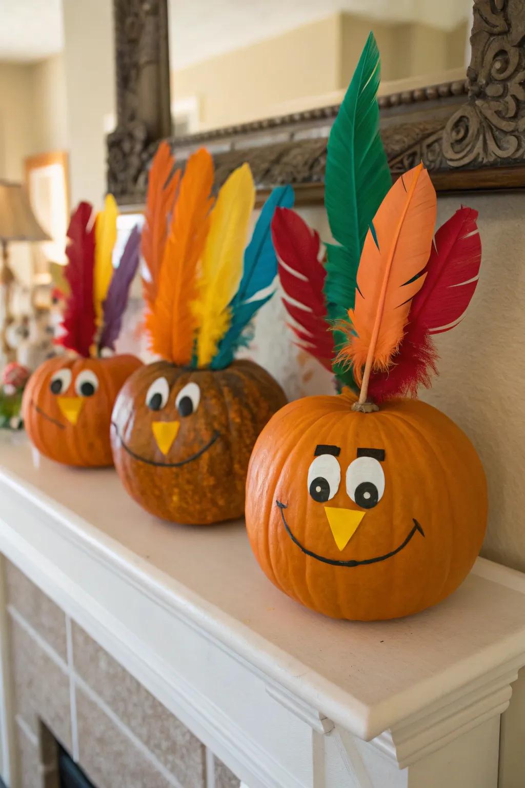 Appealing avian-inspired pumpkins imparting a lively sensation.