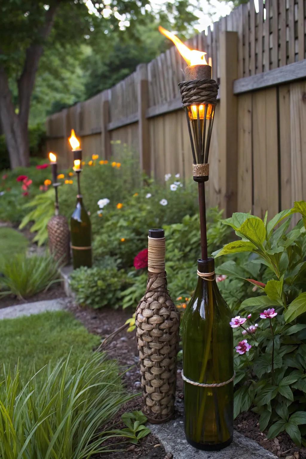 Reimagine spirits receptacles into custom flame poles.