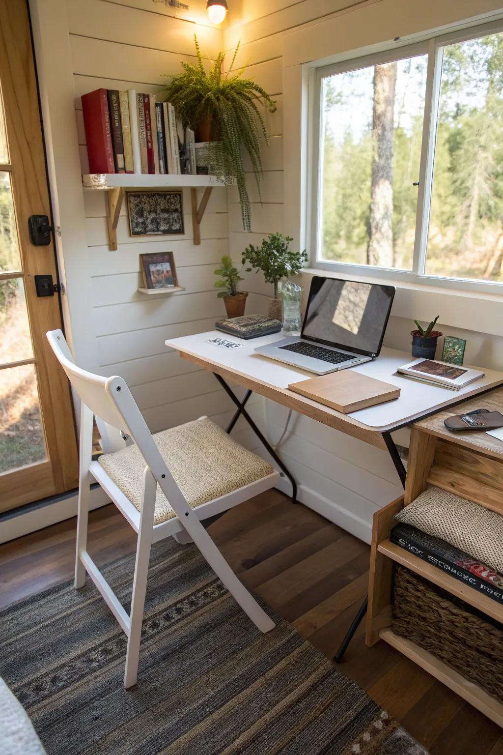 Collapsible desks transform your office area, presenting flexibility and saving space.