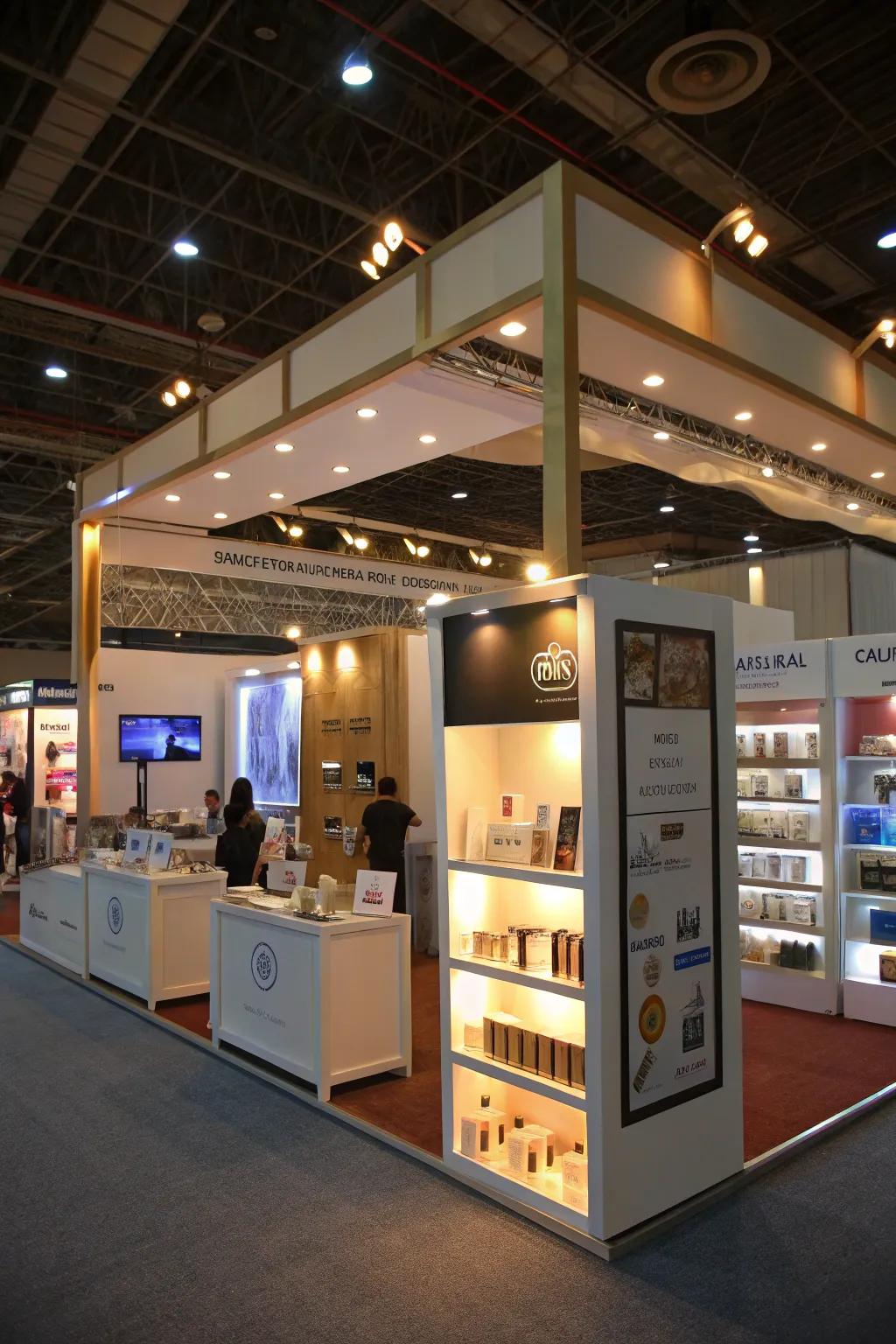 The ideal mix of background and feature lighting for a harmonious expo experience.