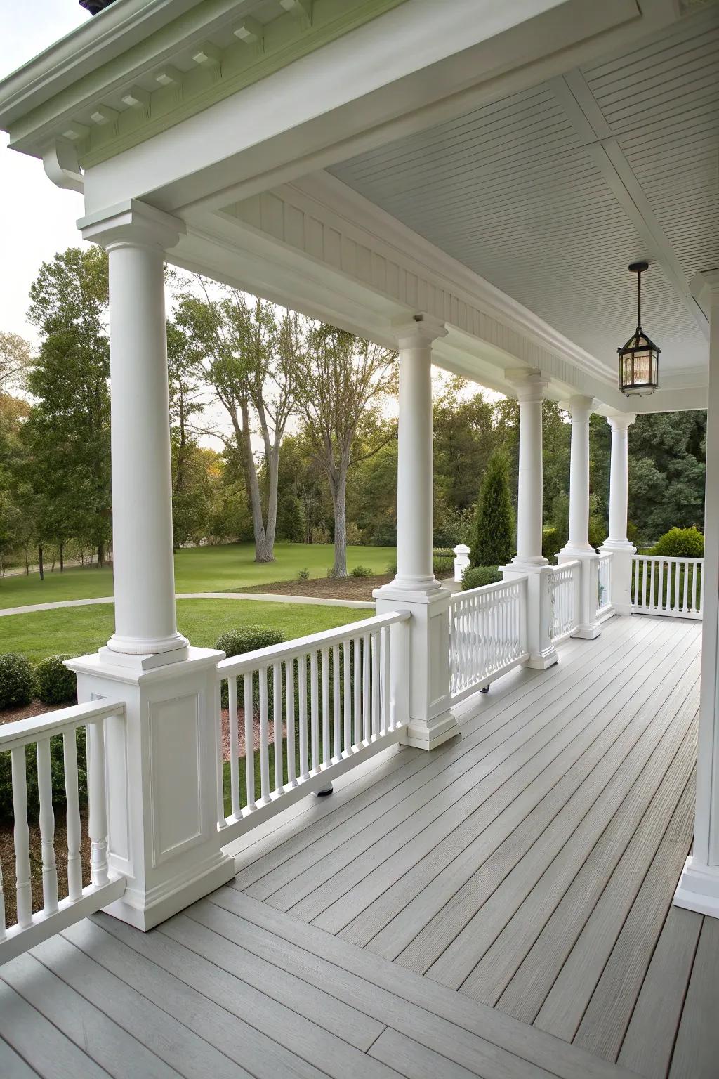 Realize a timeless look with ivory railings on your porch.