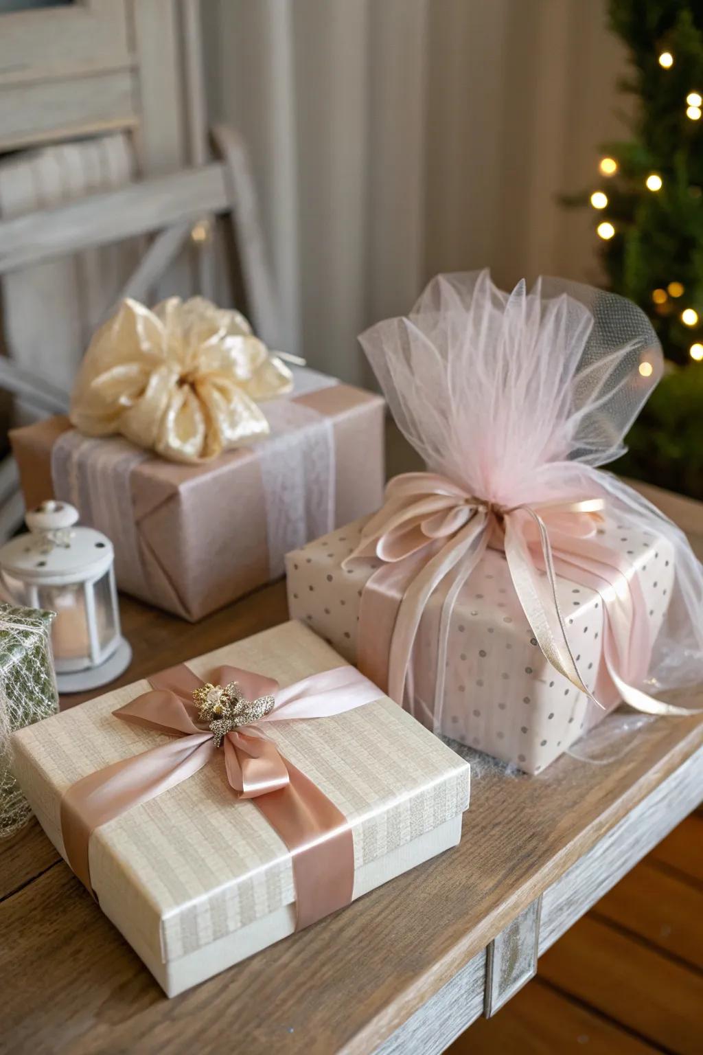 Add a hint of refinement to your gifts with netting wrapping.