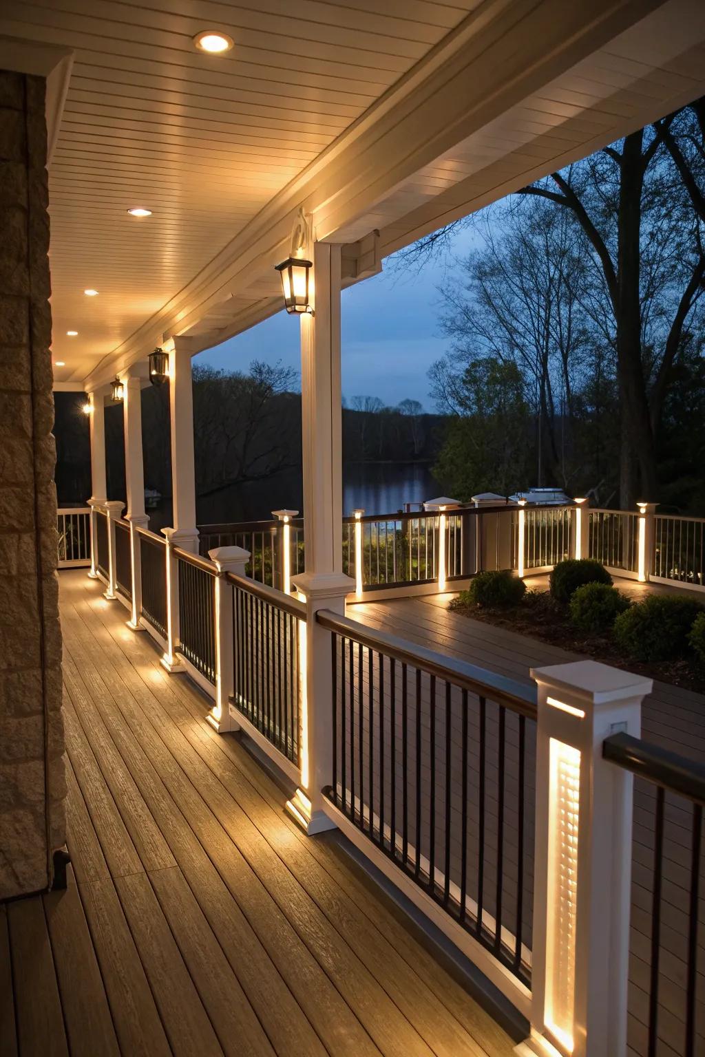 Deck border illumination combines aesthetic appeal with added protection.