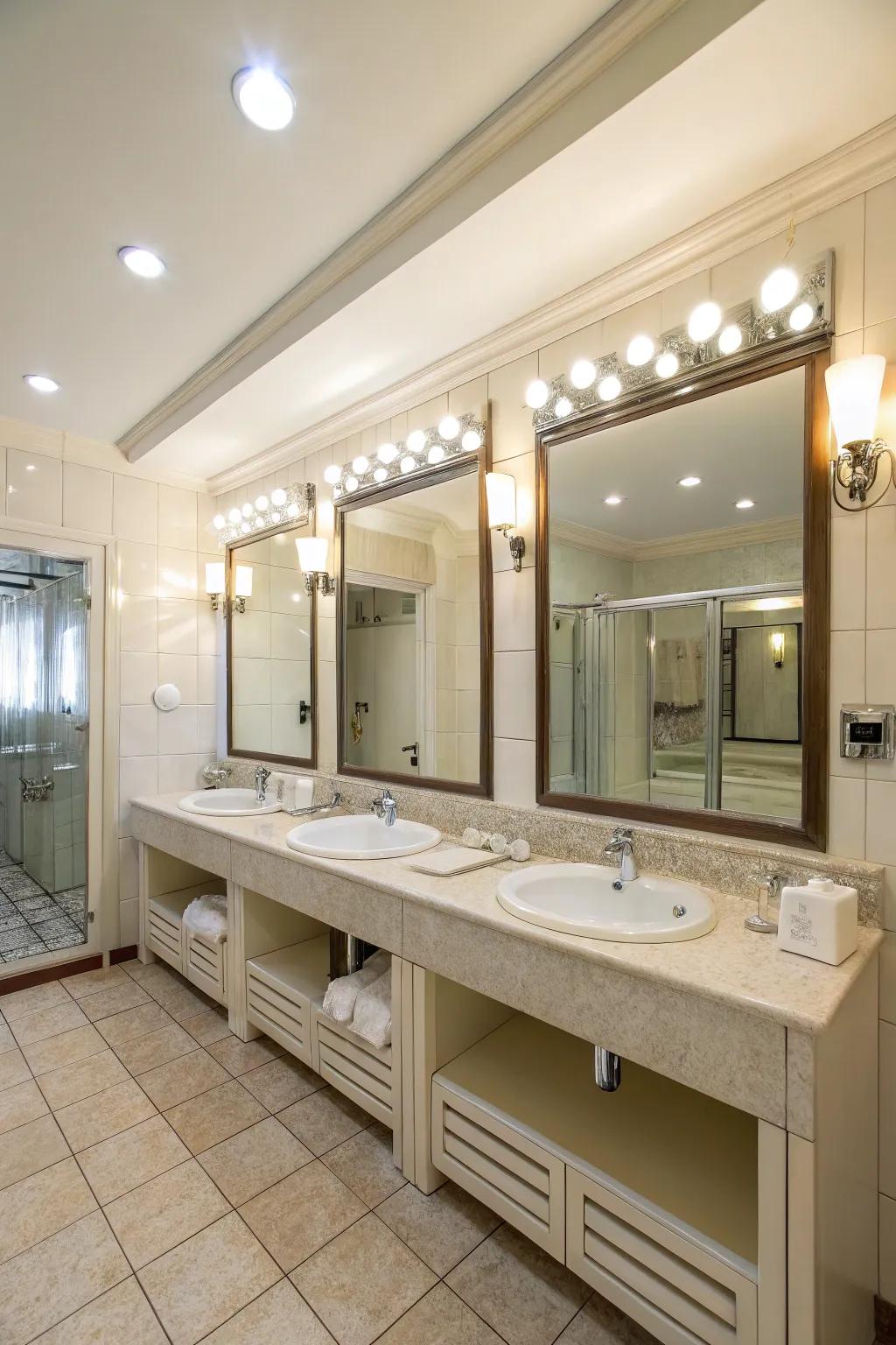 Bright lighting transforms any bathroom into a welcoming setting.