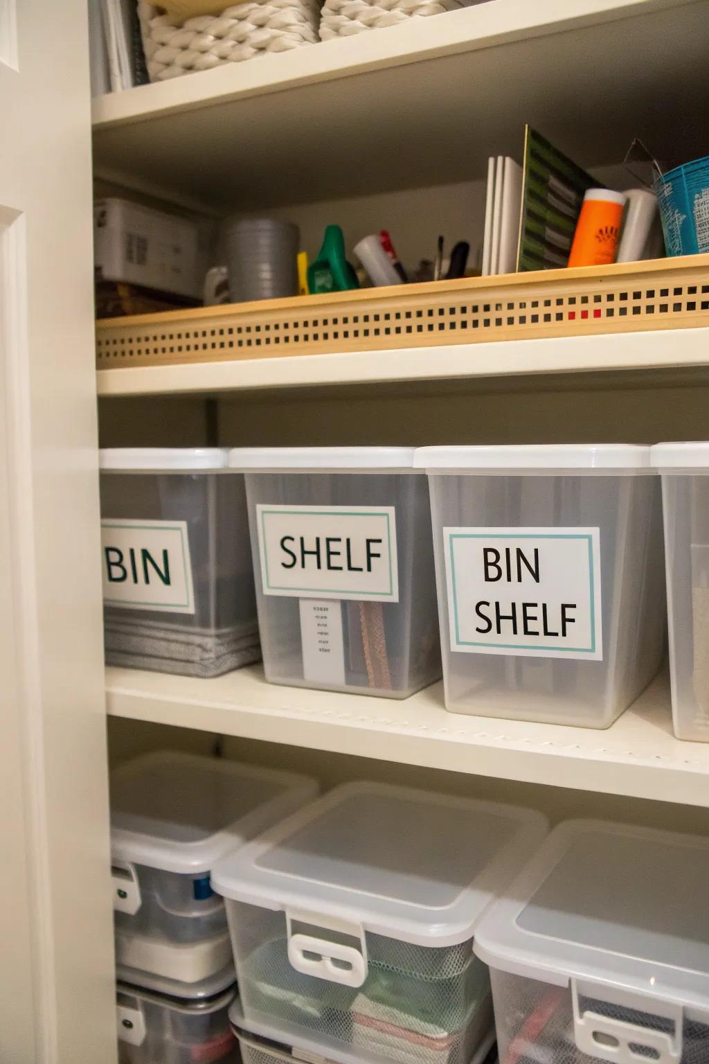 Labels are very important for keeping a closet organized and working well.