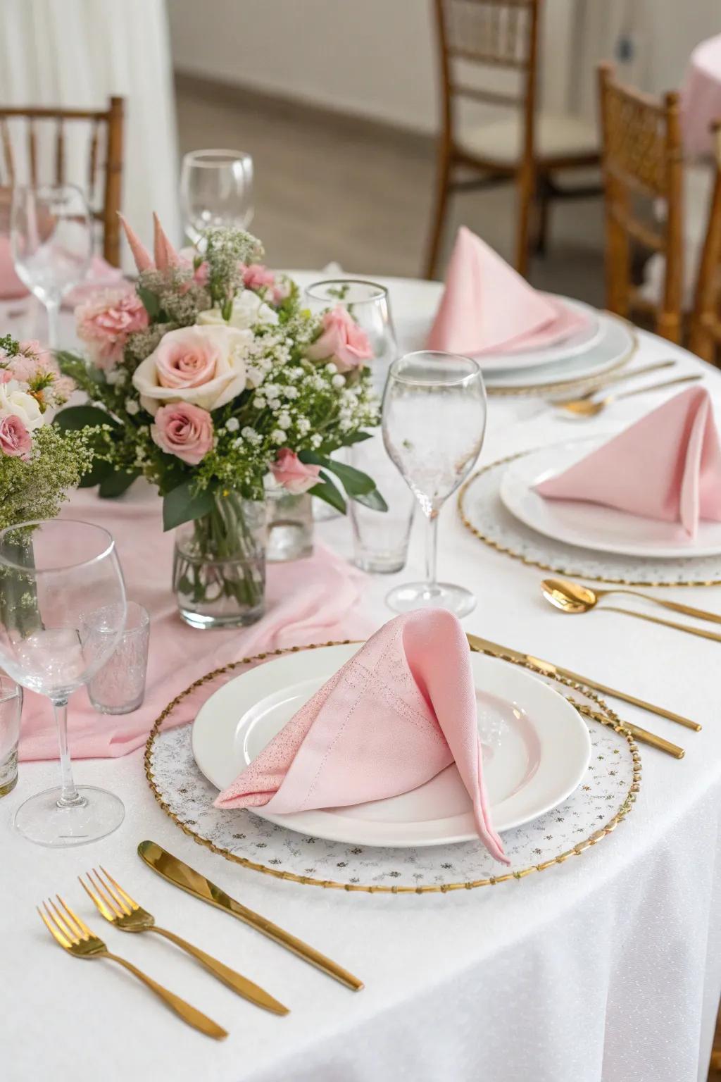 Stylish linens set the stage for a romantic meal.