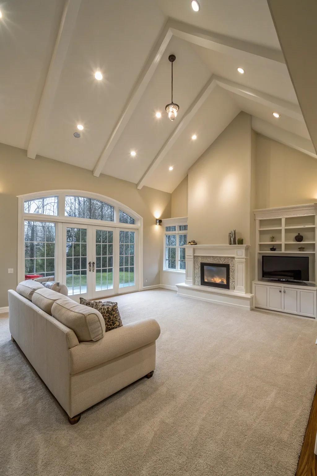 Hidden lights offer a streamlined, unobtrusive solution for vaulted ceilings.