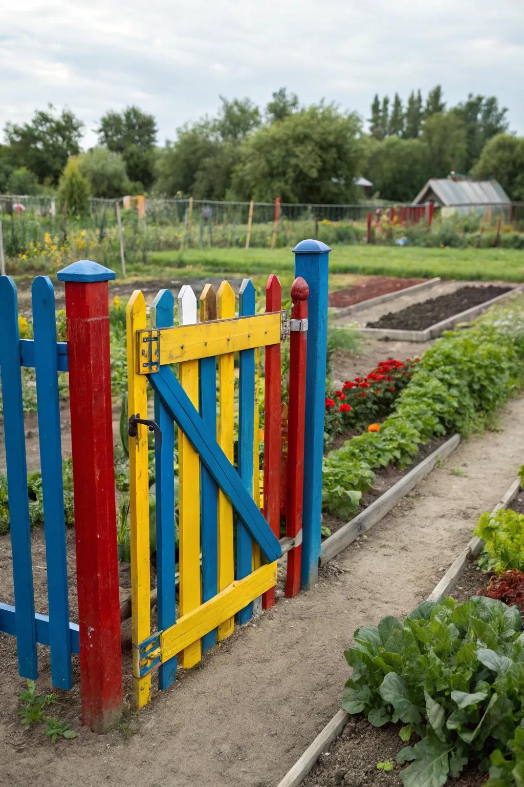 A playful tinted entrance that infuses joy into the garden.