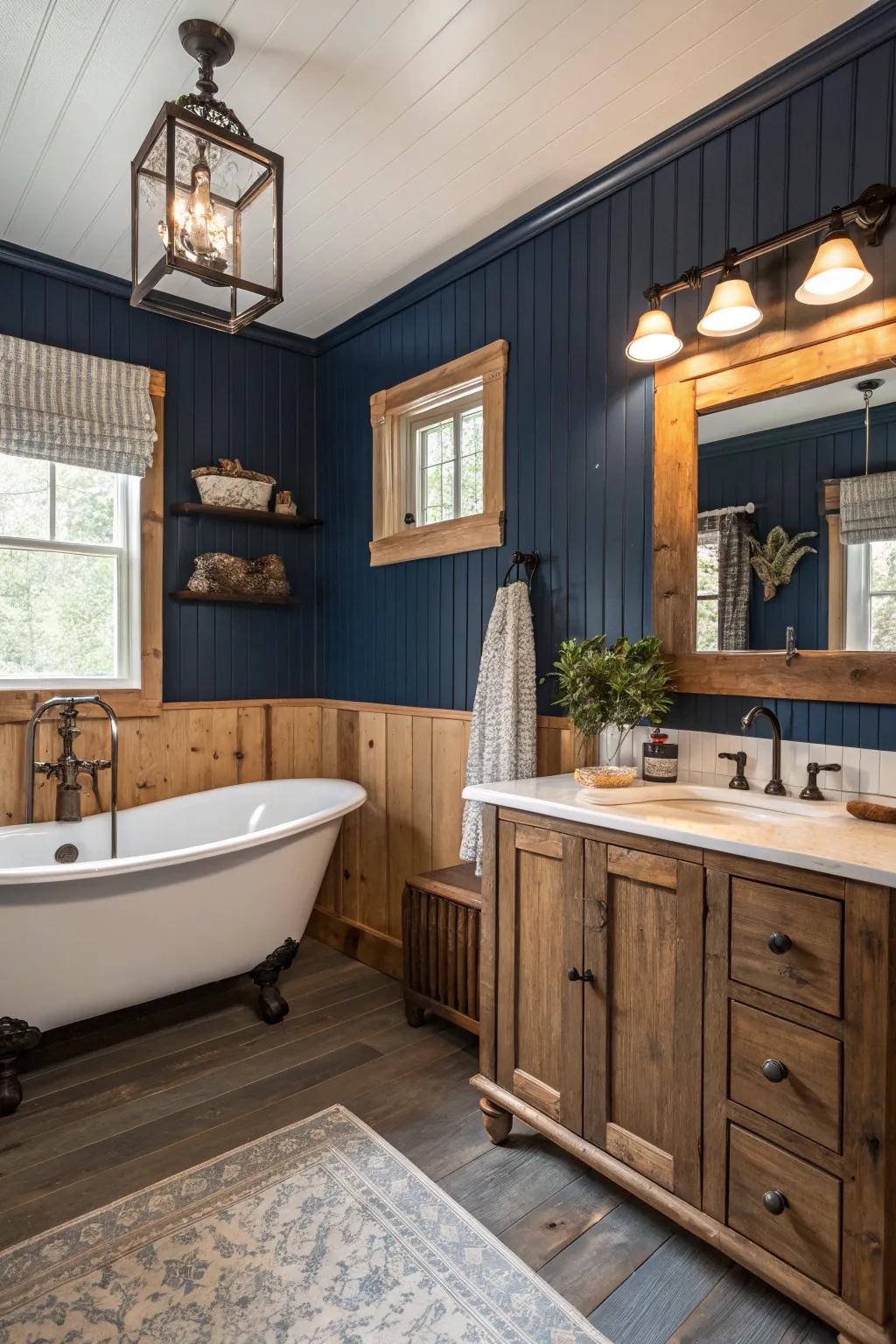 Grooved panel wainscoting introduces country-inspired appeal and comfort.