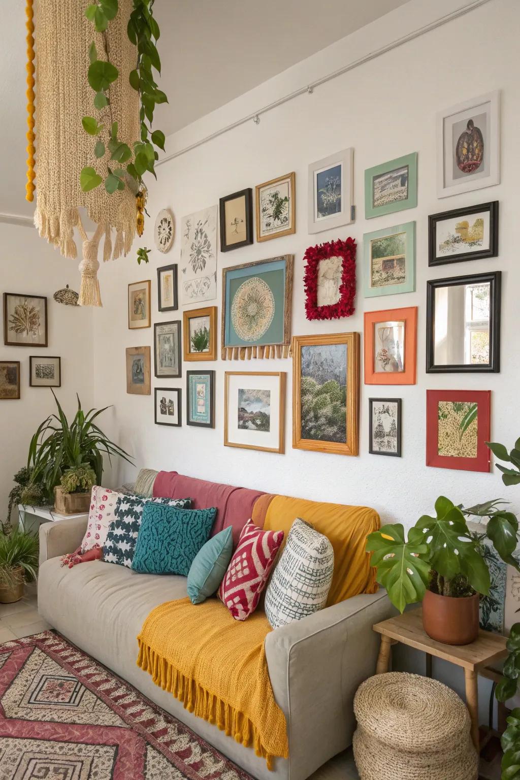 An assorted combination of image holders creates visual appeal.