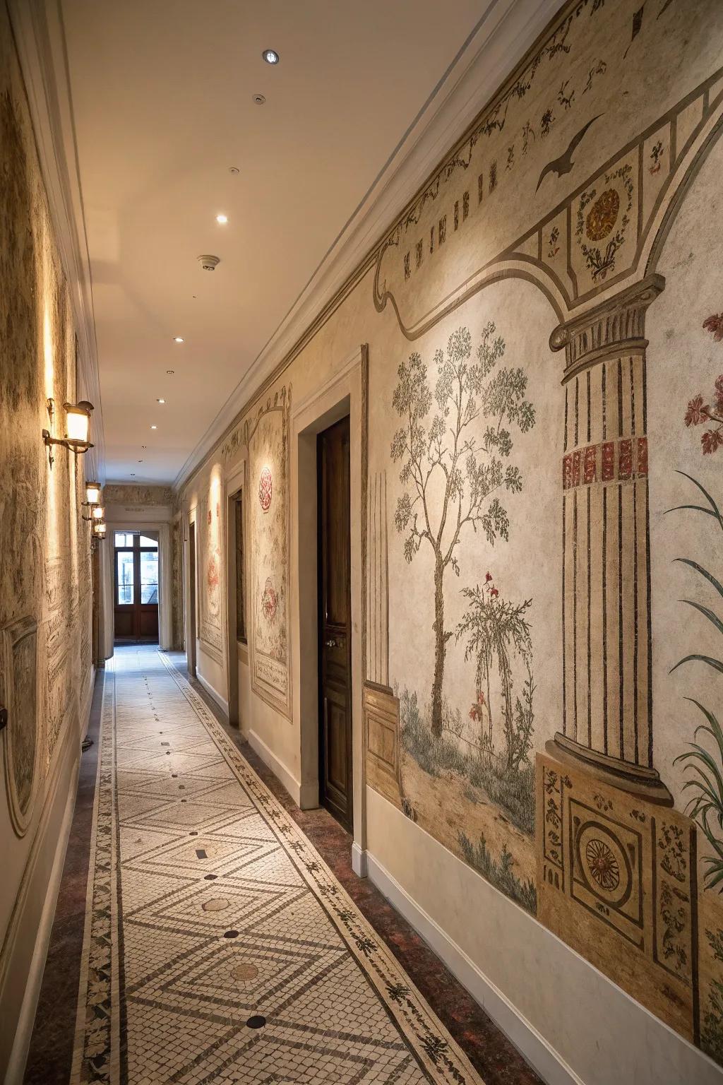 Introduce classic charm to your hallway with a vintage mural.