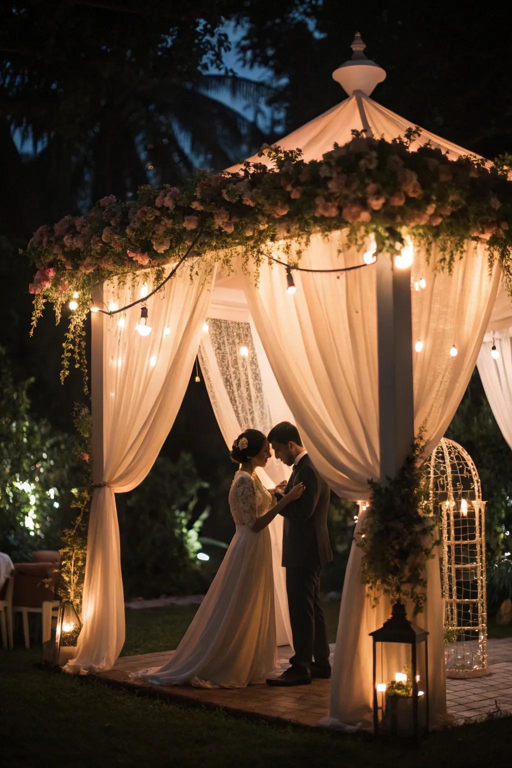 Create a personal event spot using a heartfelt drapery shade.