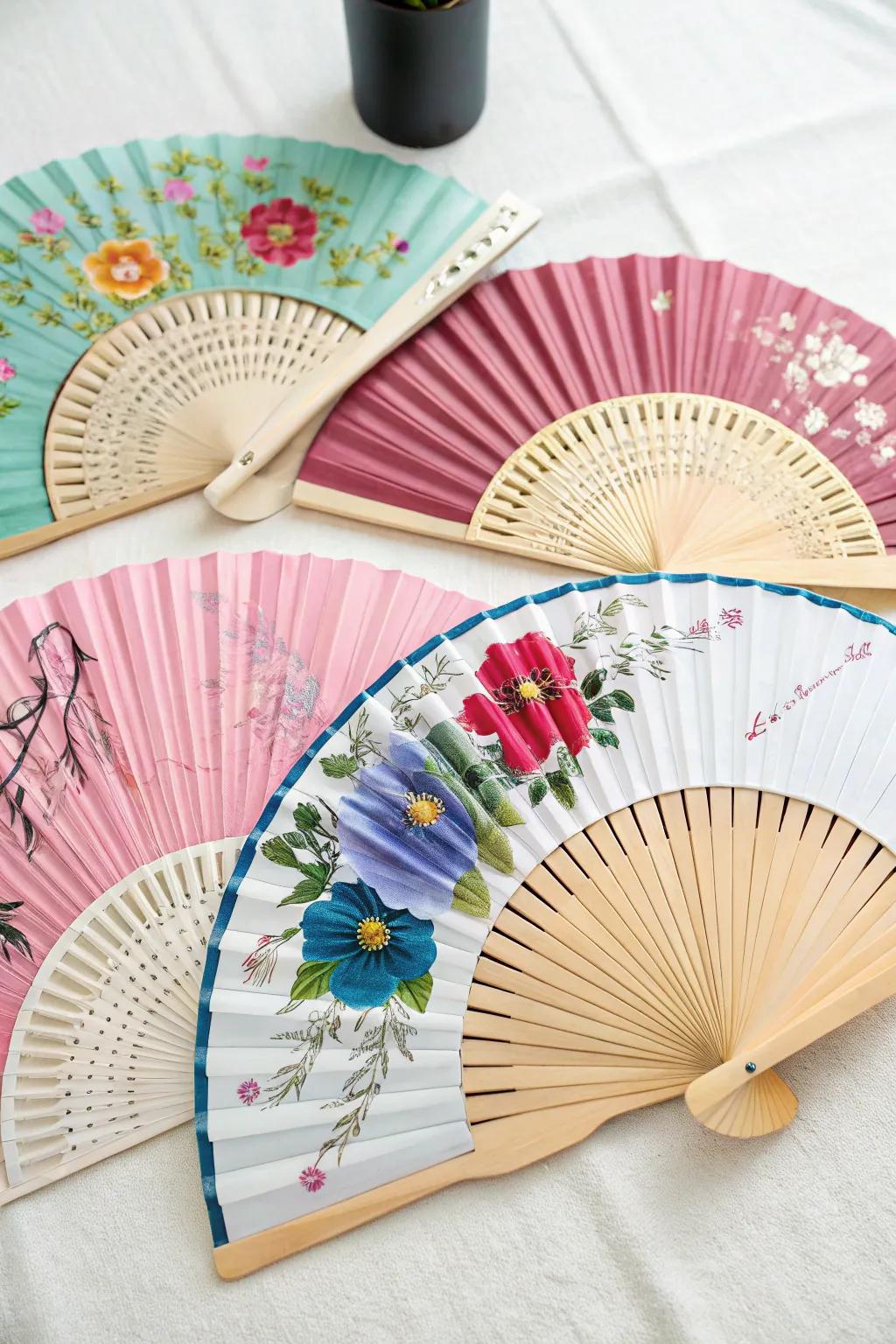 Personalized hand fans as a practical and stylish wedding favor