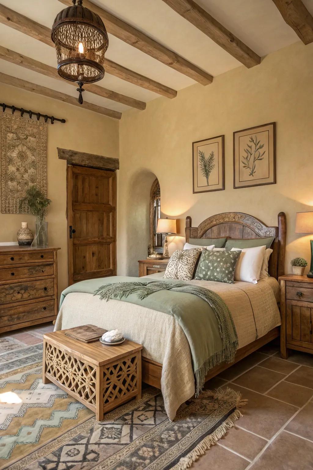 Earthy tones deliver a snug and inviting atmosphere.