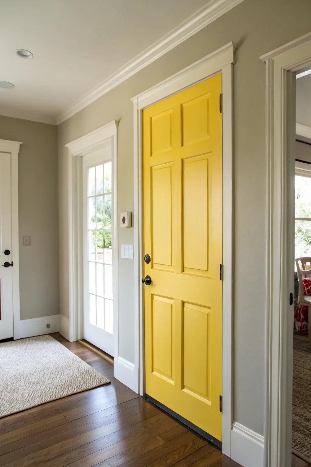 Radiant golden doors contribute a cheerful burst of color.