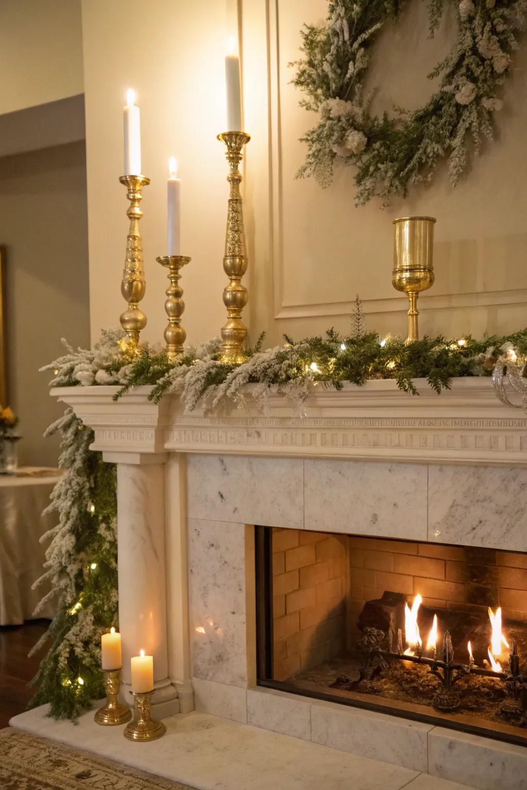 Golden accents impart a sophisticated shimmer to your pristine holiday design.