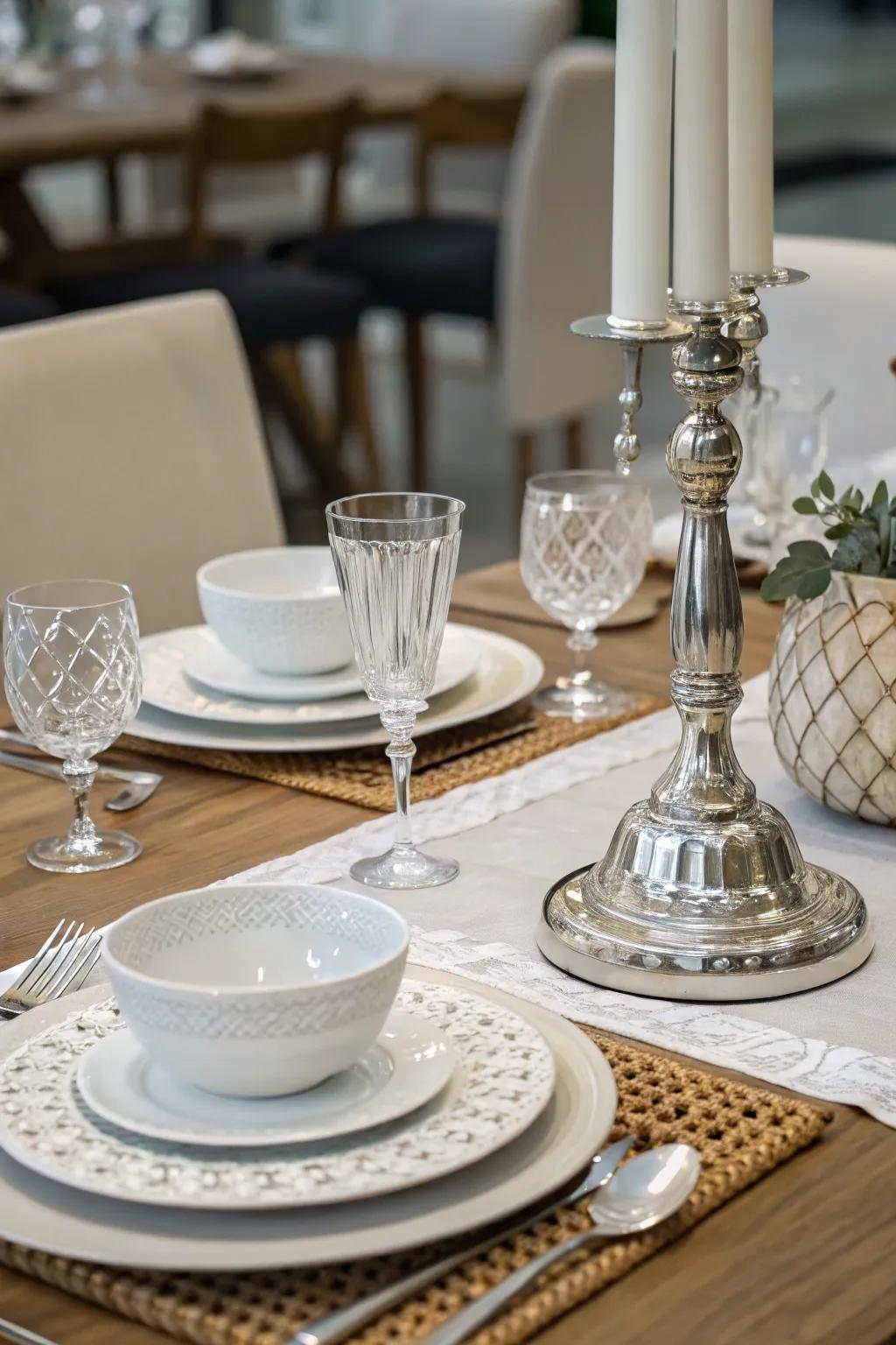 A dining table setting that's pure and sophisticated.