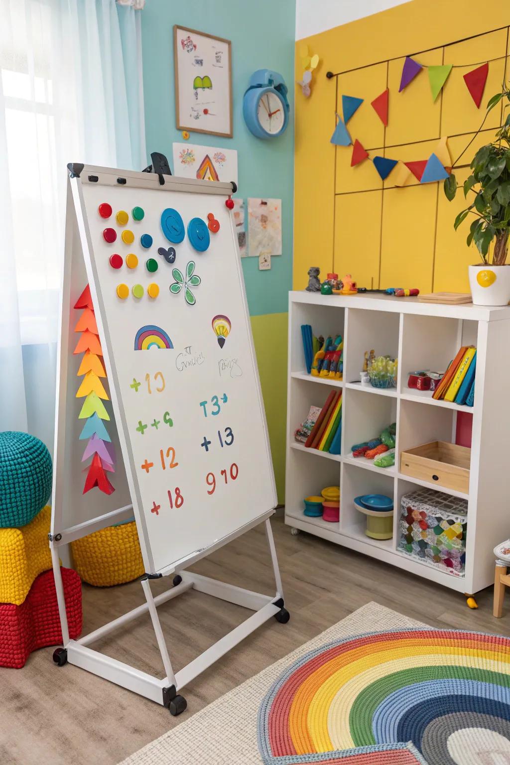 3D features breathe life into this whiteboard, creating a whimsical tableau.