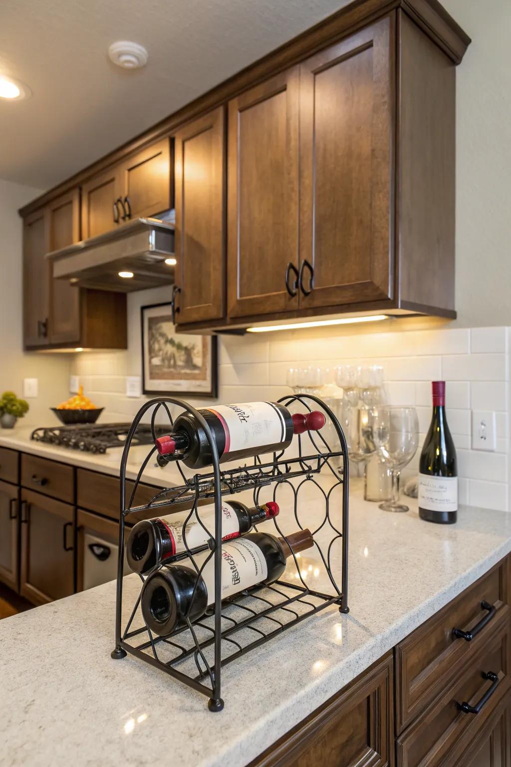 Countertop wine racks keep your favorites within easy reach.