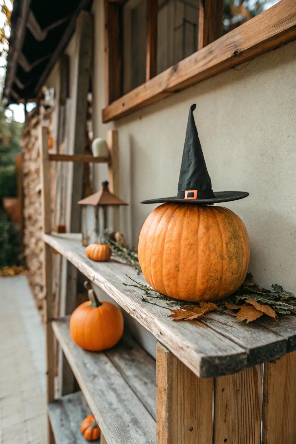 Pumpkin donning a charming teeny enchantress headwear piece.