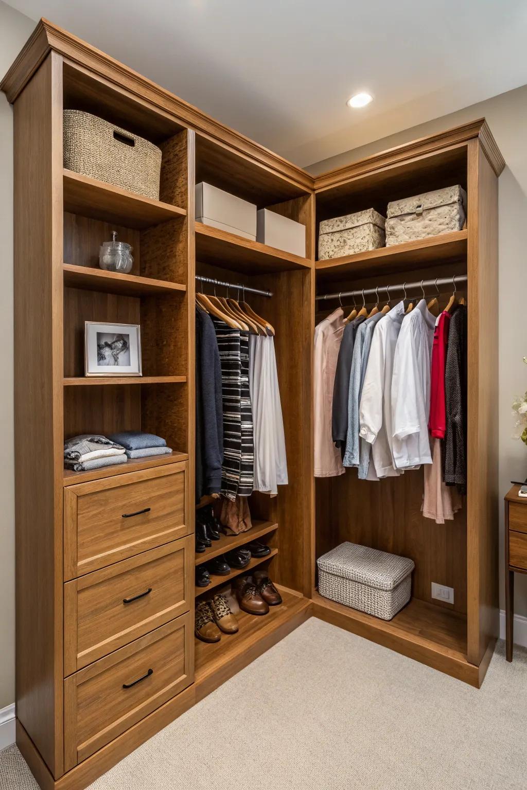 L-shaped layouts maximize storage while keeping stylish.