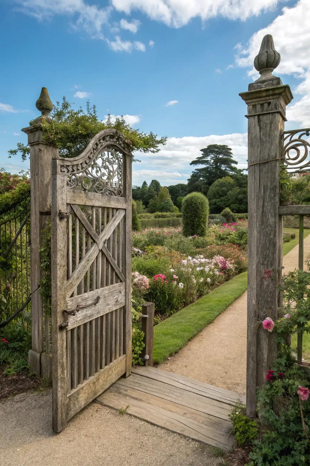 Decorative gates elevate the entrance to your outdoor sanctuary.