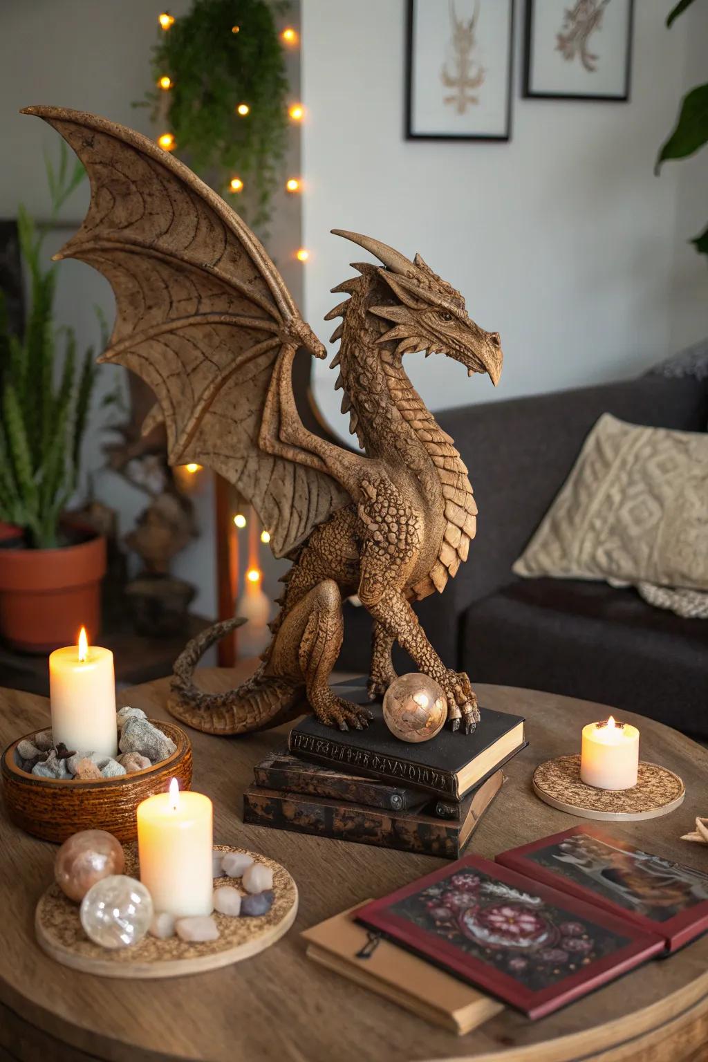 Release your imagination with a mythical-inspired wooden sculpture.