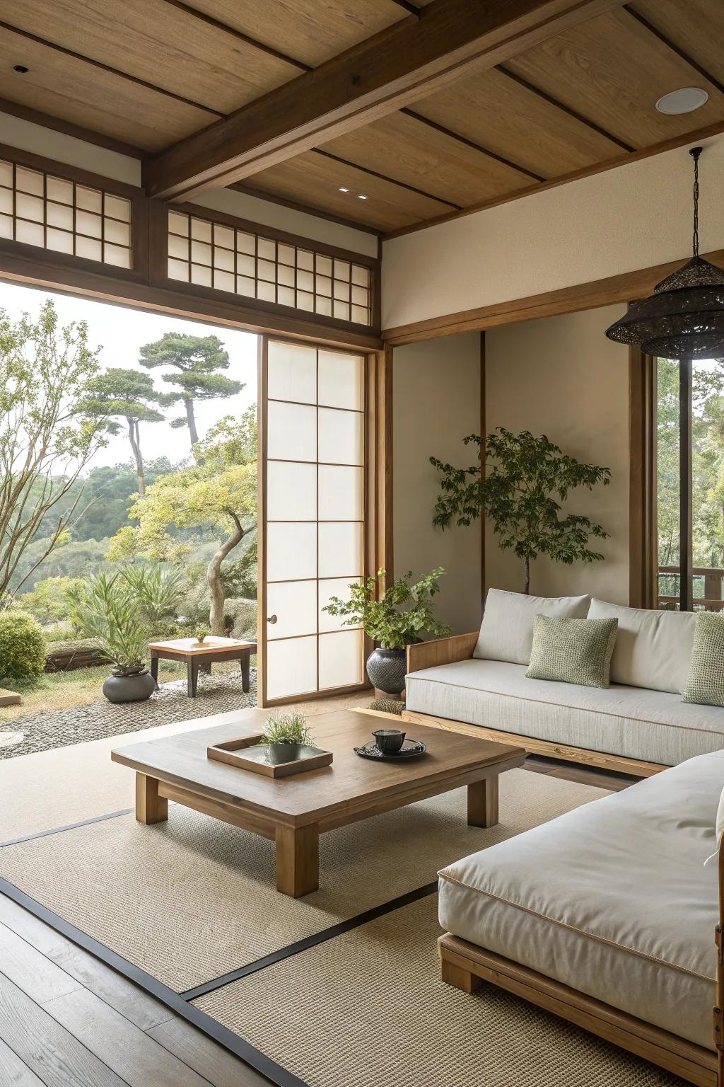 Simple furnishings keep the space tidy and peaceful.