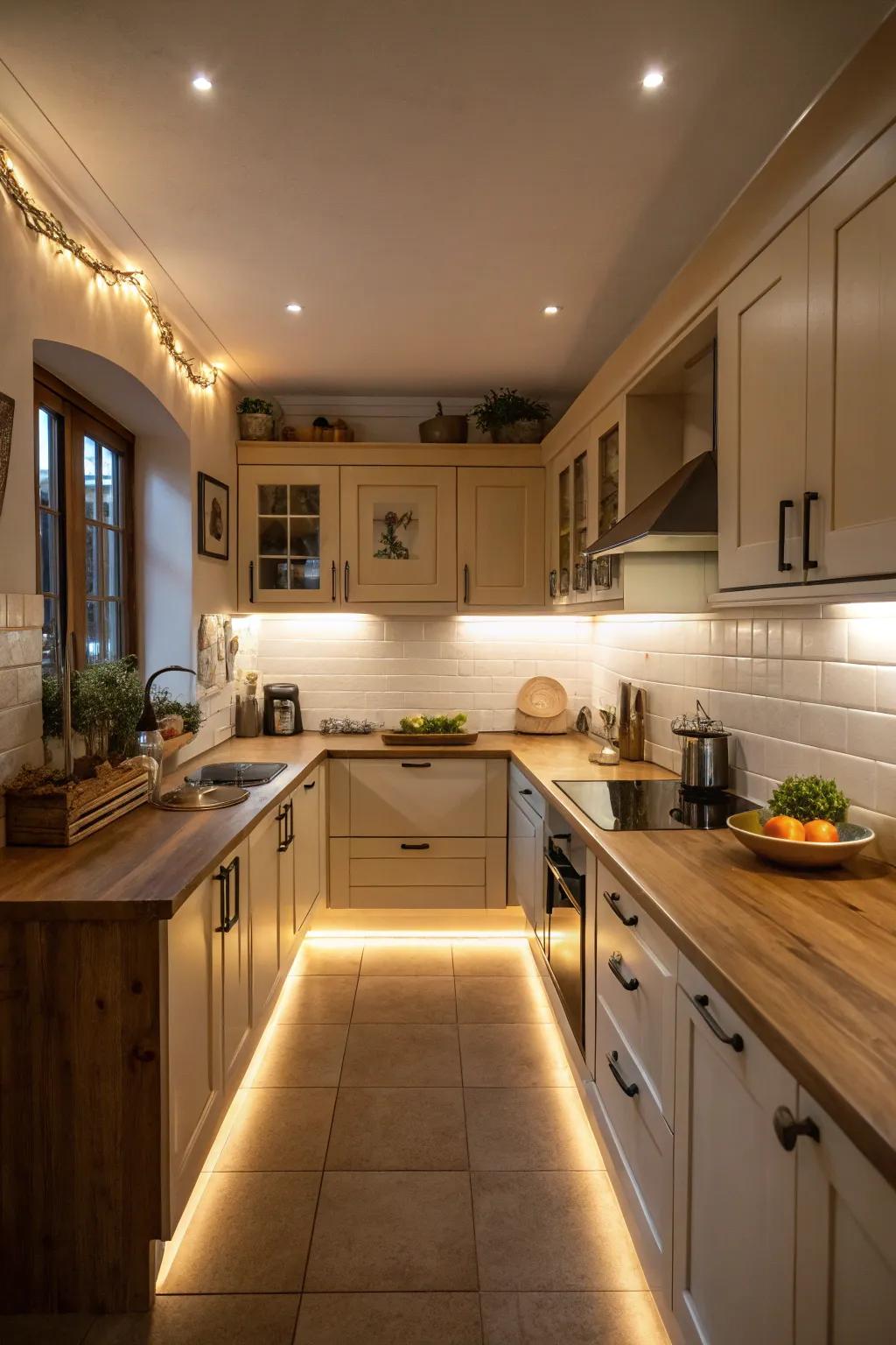 Under-cabinet lighting enhances both the functionality and atmosphere of your kitchen.
