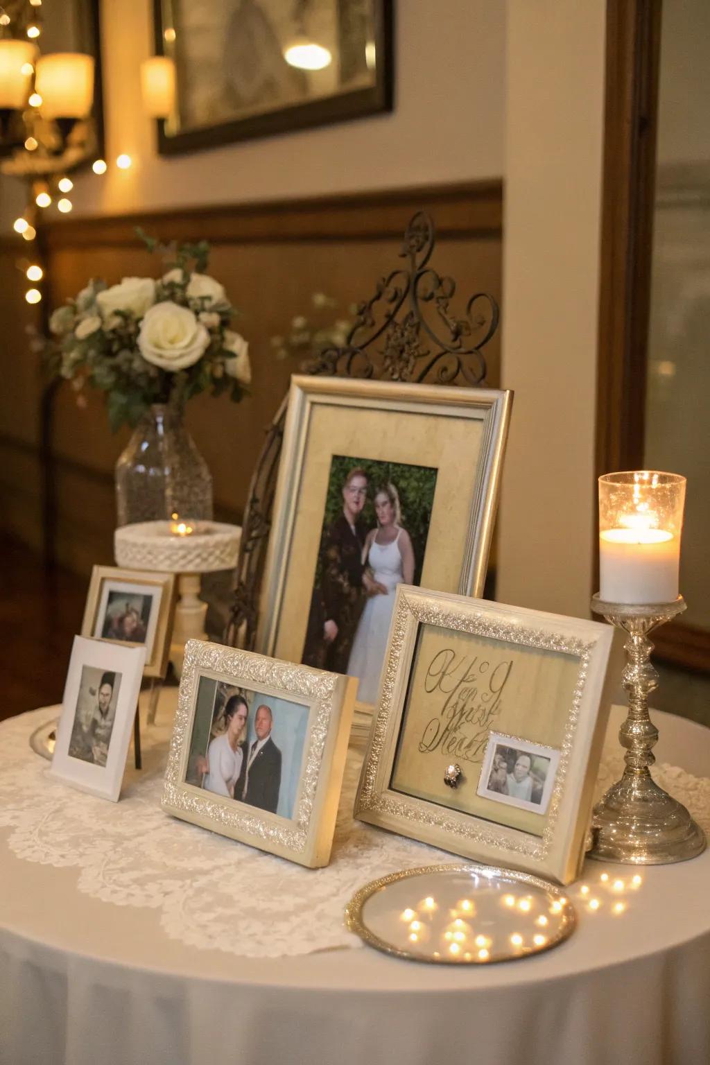 Picture centerpieces infusing personal tales into the party table.