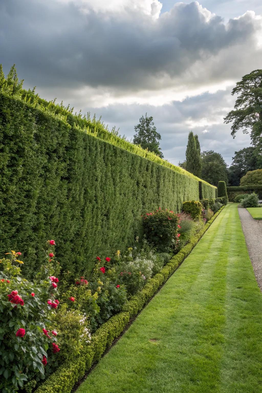 A hedge fence offers a natural and vibrant boundary.