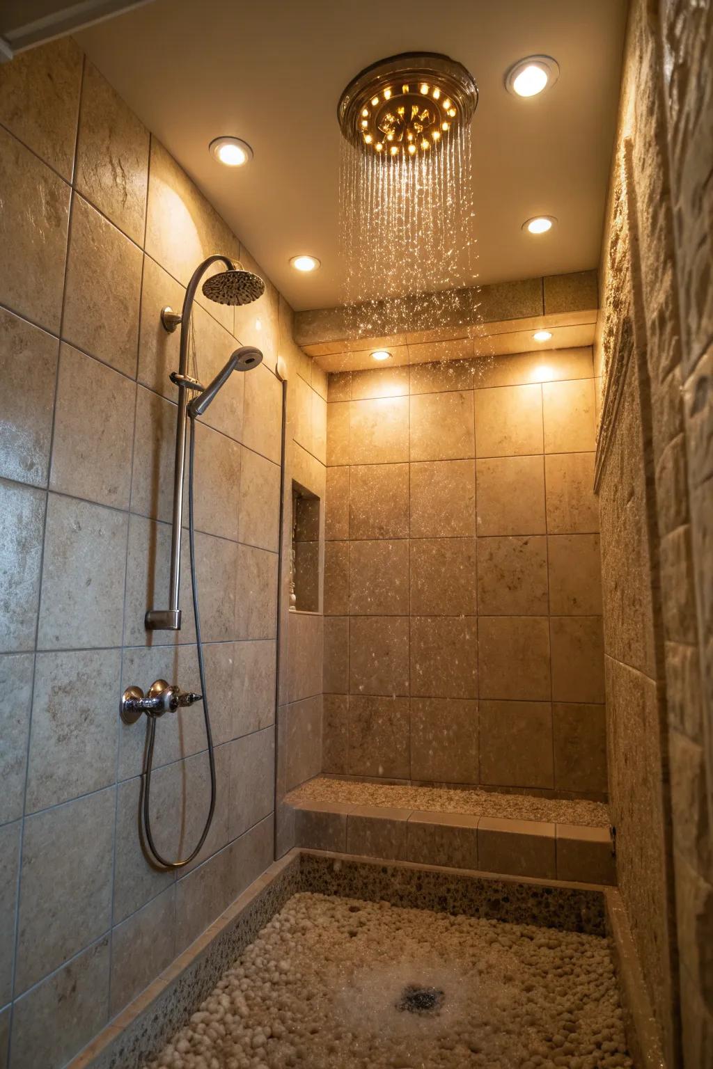 Recessed lighting brings a sense of warmth and brightness.