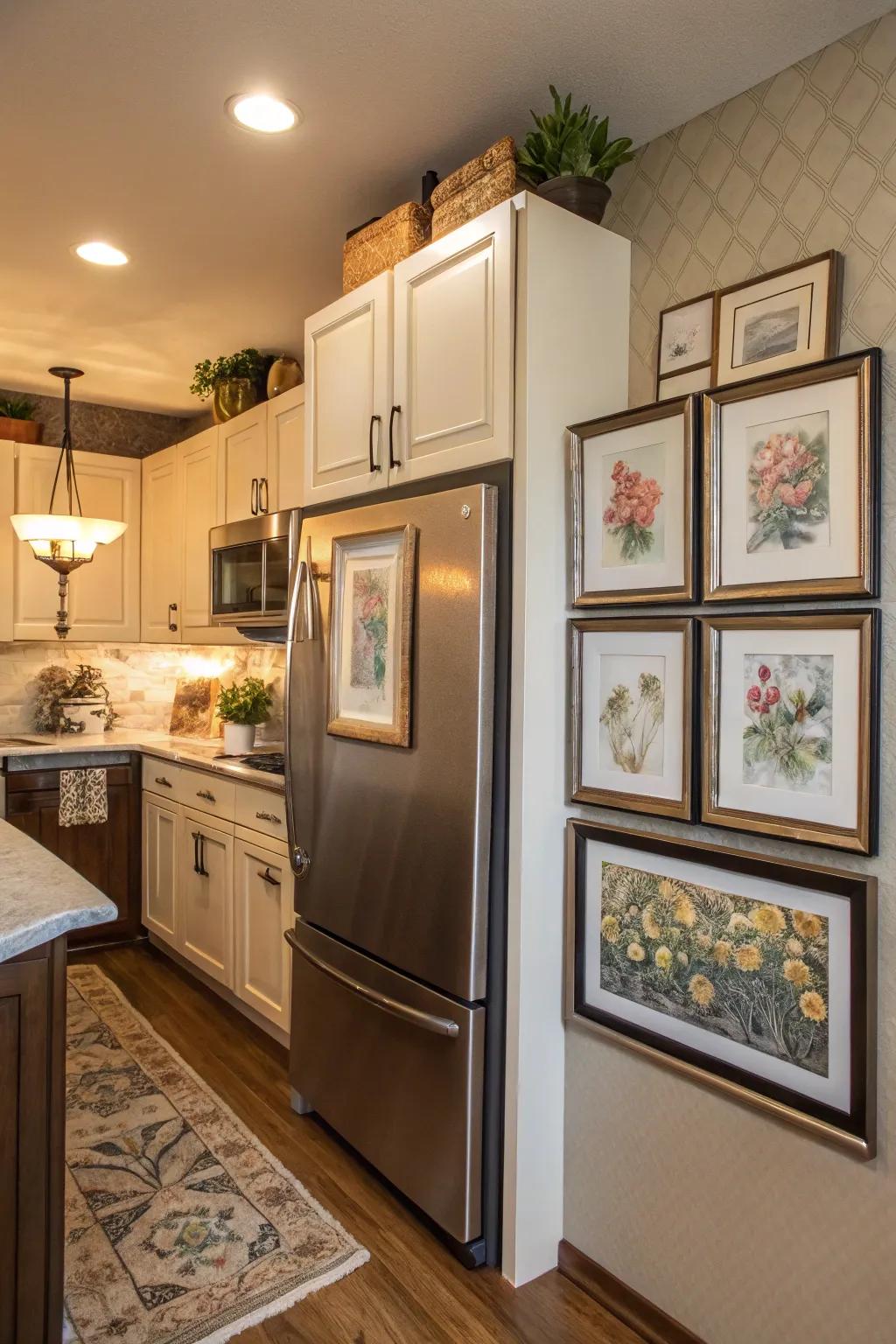 Bring in art to personalize and style up your fridge space.