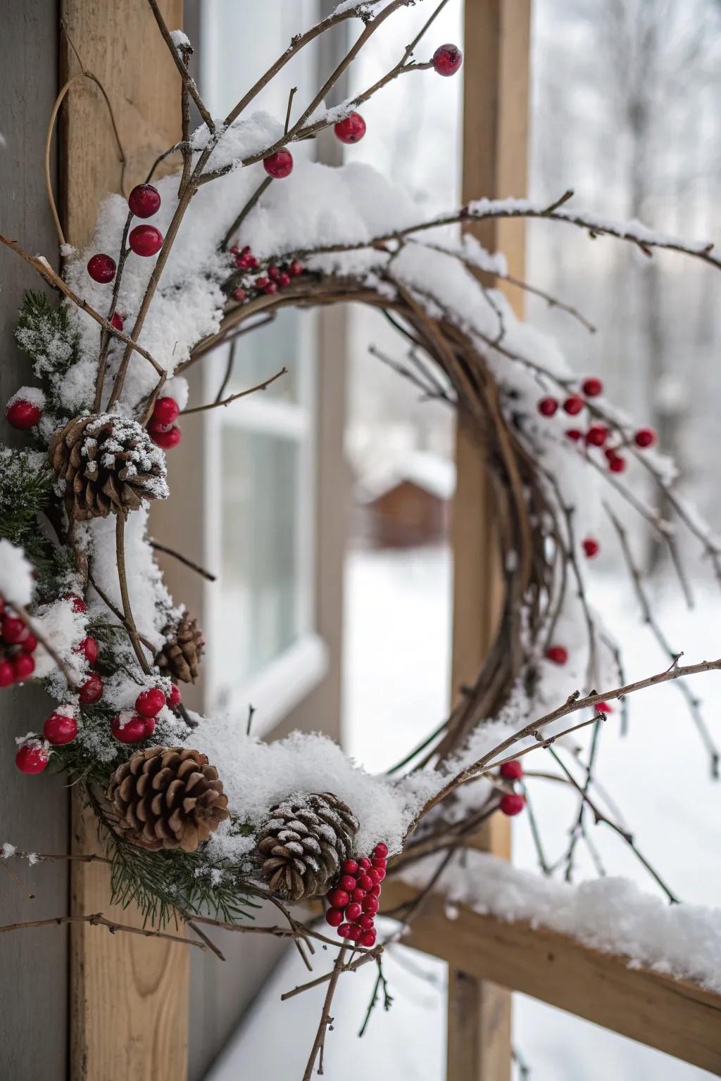 Elegant minimalist decor incorporating winter accents