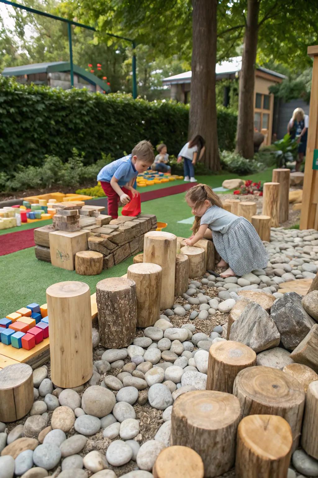 Blending nature into block play.
