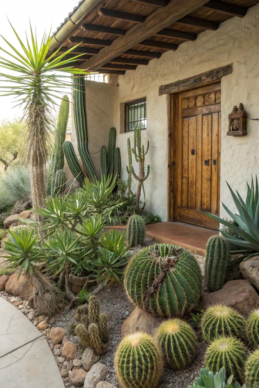 Arid plants contribute greenery and vibrancy to an Arizona room.