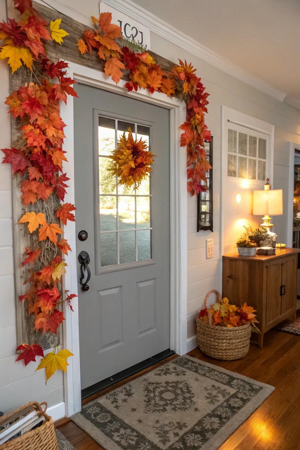 A seasonal-themed door, improving the ambiance of fall inside your home.