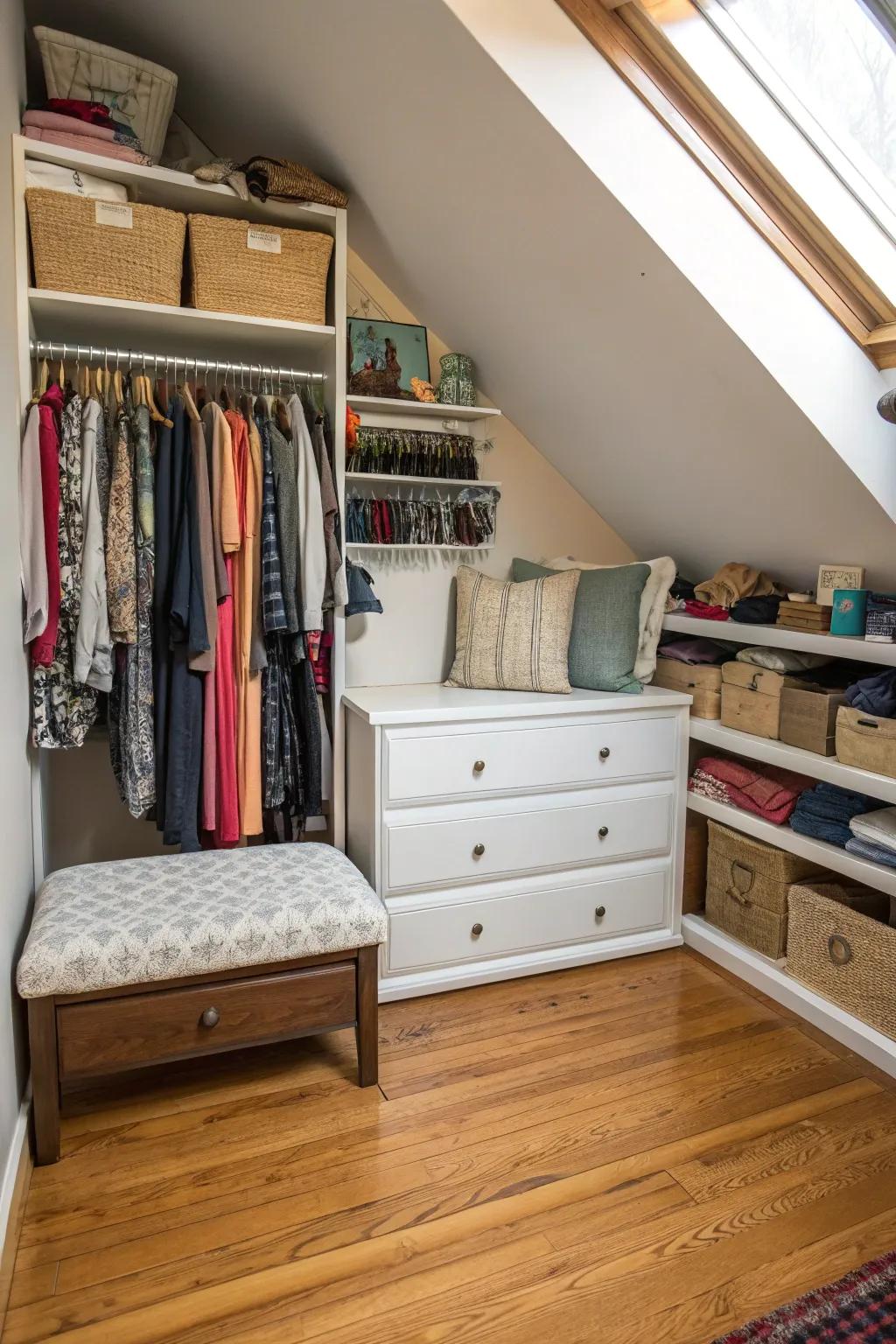 Multi-functional furniture enhances storage and adds a stylish touch.