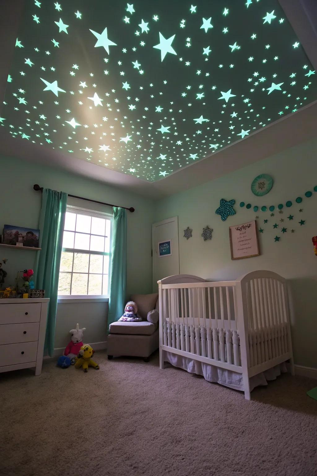 A celestial ceiling featuring glowing stars for dreamy nights.